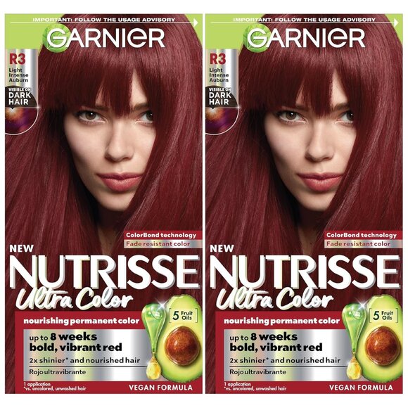 New - Garnier Hair Color Nutrisse Ultra Color Nourishing Creme, R3 Light Intense - Picture 1 of 8